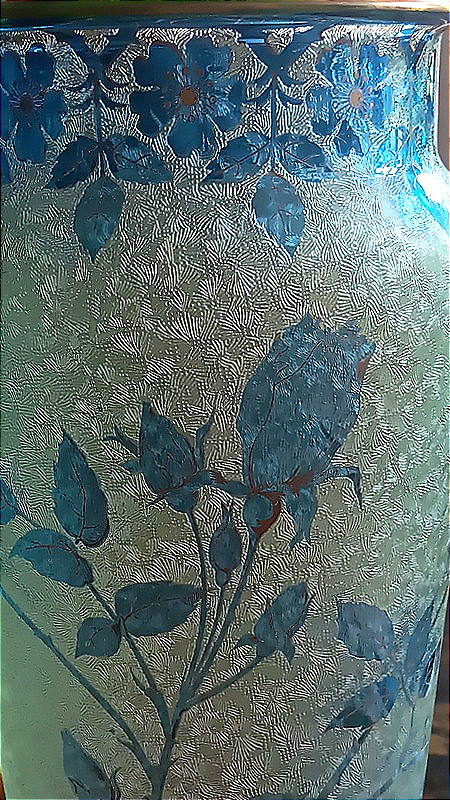 Baccarat et Emile Bourgeois Paris Vase cristal Ouraline Art nouveau décor de roses d'églantier-photo-7