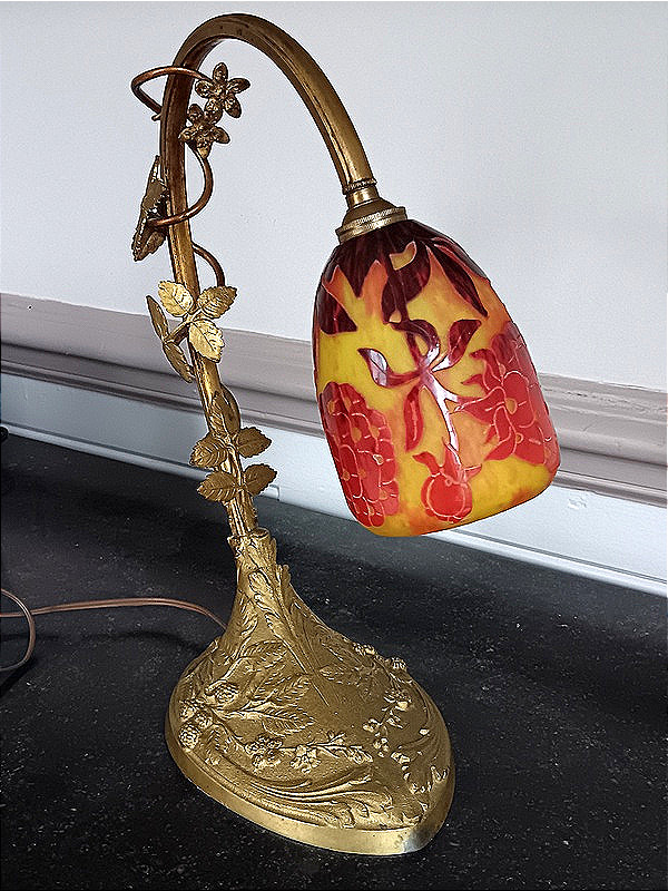 Le Verre Français Aux Pivoines Lamp Charles Schneider Art Nouveau Art Deco Circa 1925-photo-2