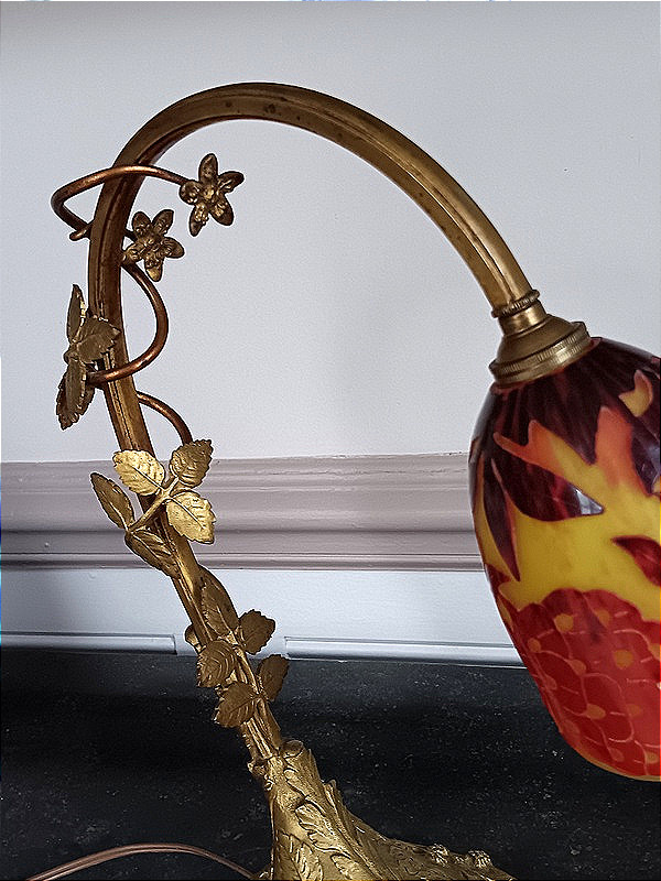 Le Verre Français Aux Pivoines Lamp Charles Schneider Art Nouveau Art Deco Circa 1925-photo-4