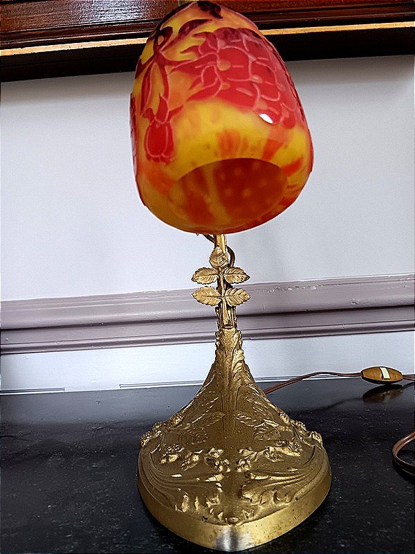 Le Verre Français Aux Pivoines Lamp Charles Schneider Art Nouveau Art Deco Circa 1925-photo-3