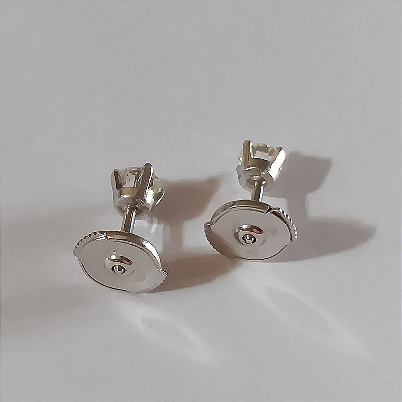 18k White Gold Diamond Stud Earrings-photo-3