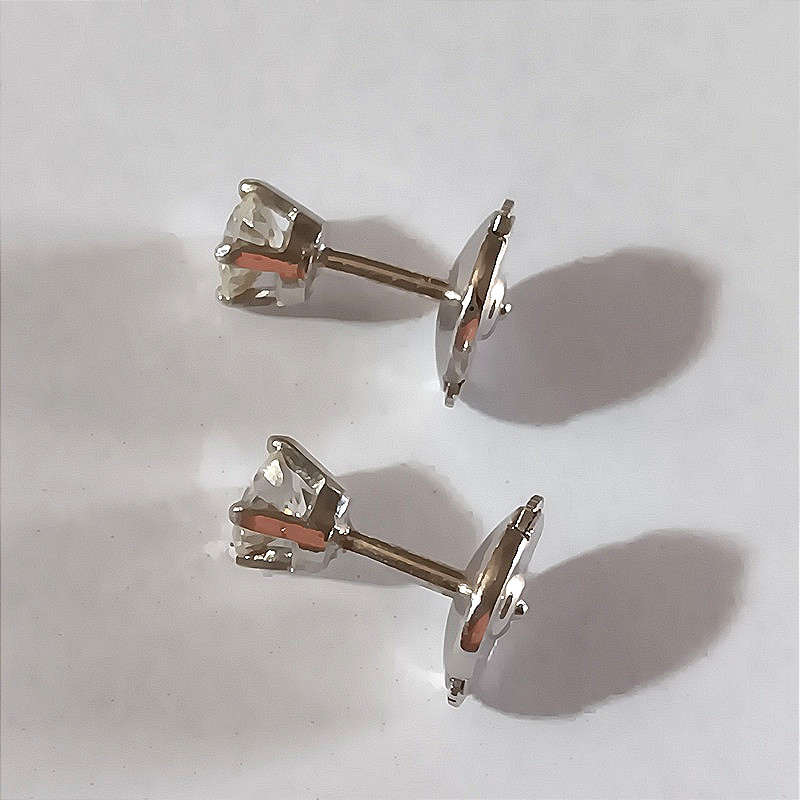 18k White Gold Diamond Stud Earrings-photo-4