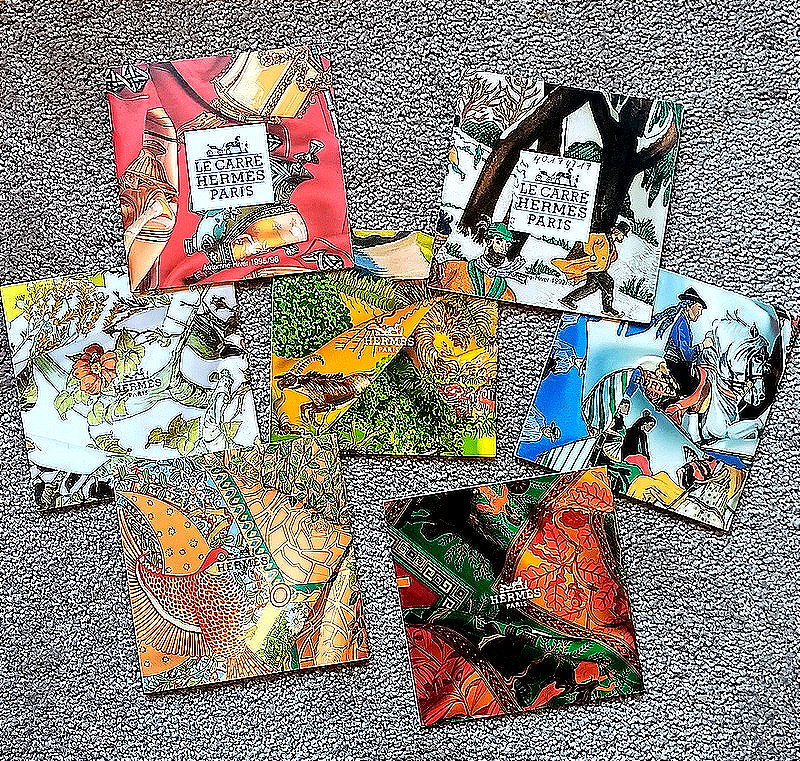 Ensemble de carnets publicitaires cartonnés de carrés Hermès-photo-3