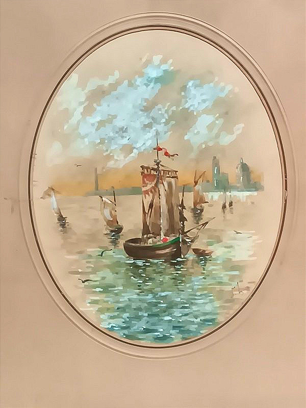 Entrance To The Venice Lagoon Gouache And Watercolor Drawing-photo-2