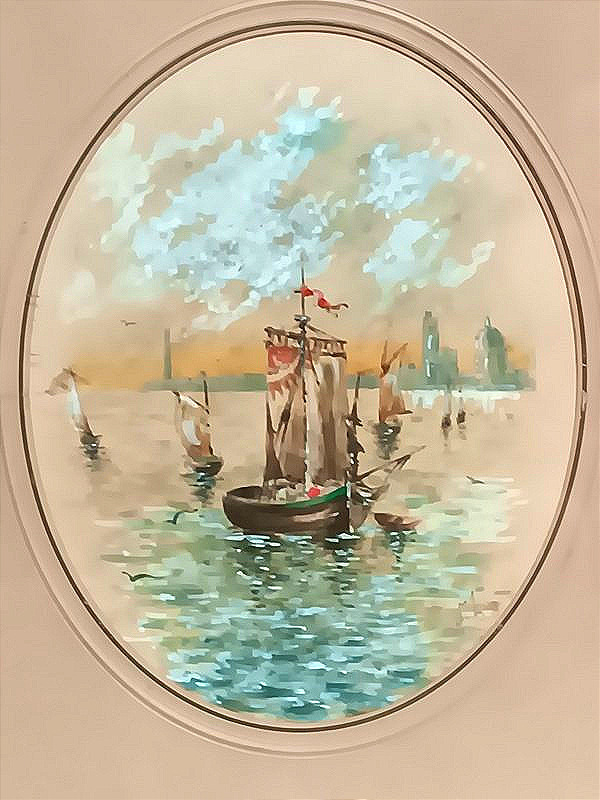 Entrance To The Venice Lagoon Gouache And Watercolor Drawing