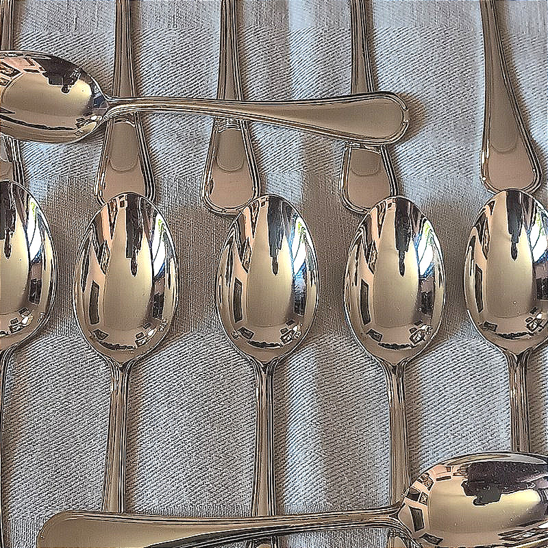 Belle suite de 14 cuillères à café thé en métal argenté jamais servi-photo-4