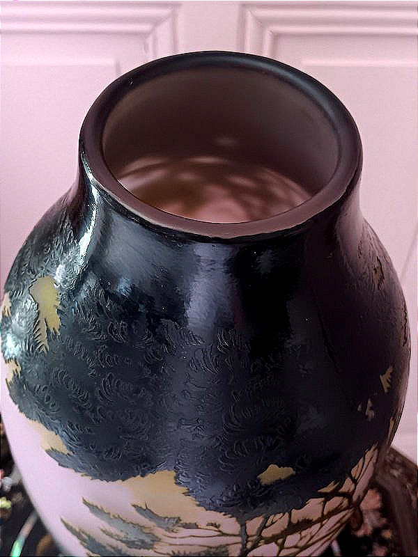 Vase d’Argental St Louis Art nouveau par Paul Nicolas à décor de lac de montagne avec barques-photo-4