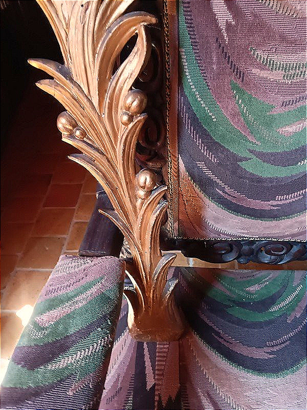 Rare grande paire de palmes d'ornement éléments décoratifs en bois sculpté et doré -photo-5
