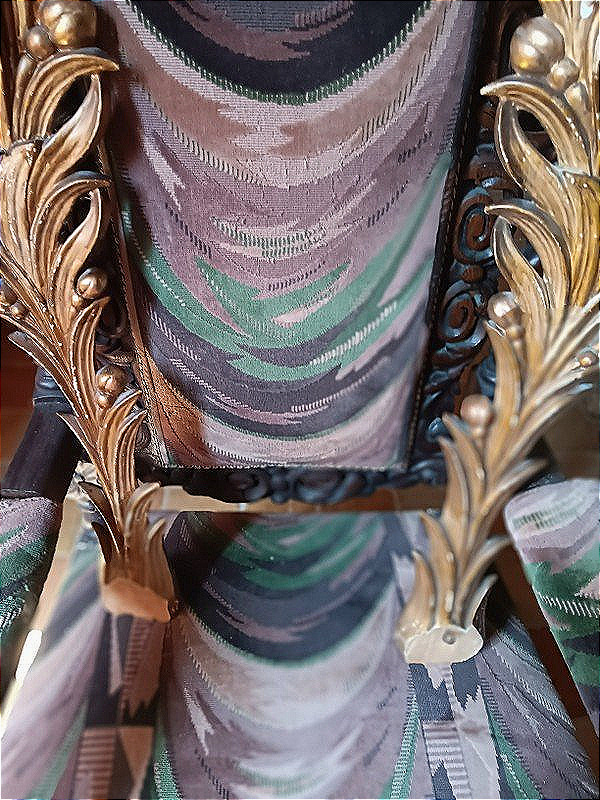 Rare grande paire de palmes d'ornement éléments décoratifs en bois sculpté et doré -photo-8