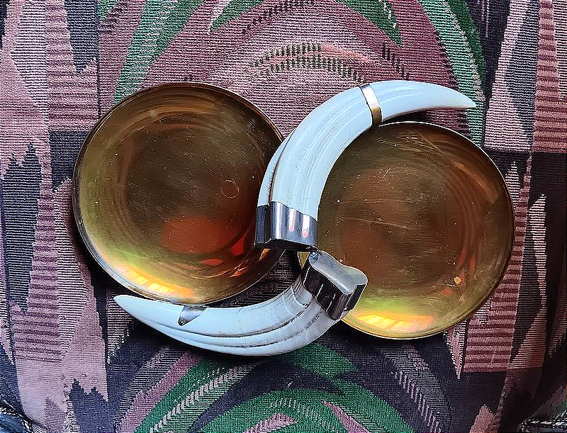  Vide poche coupe Double 29, 7 cm Art déco avec 2 Défenses dents De Phacochère-photo-2