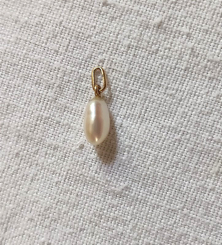 Pendentif perle baroque forme goutte et or 18 carats-photo-2