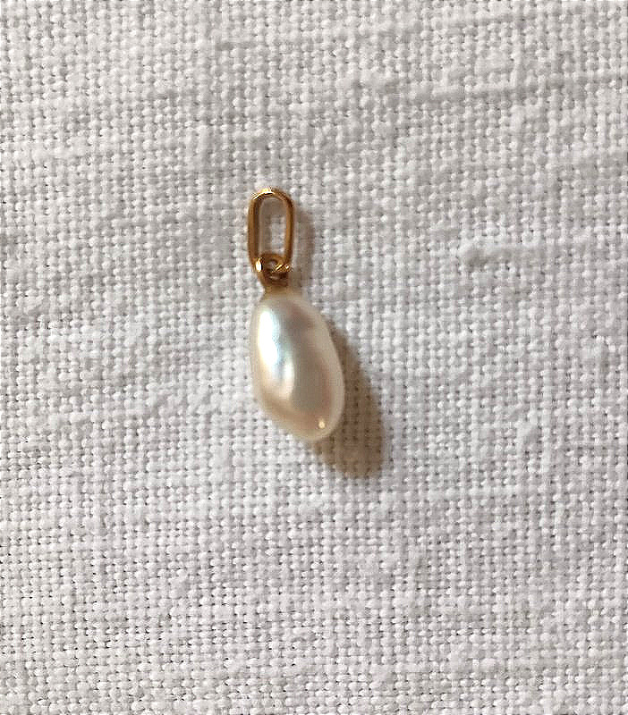 Pendentif perle baroque forme goutte et or 18 carats-photo-2