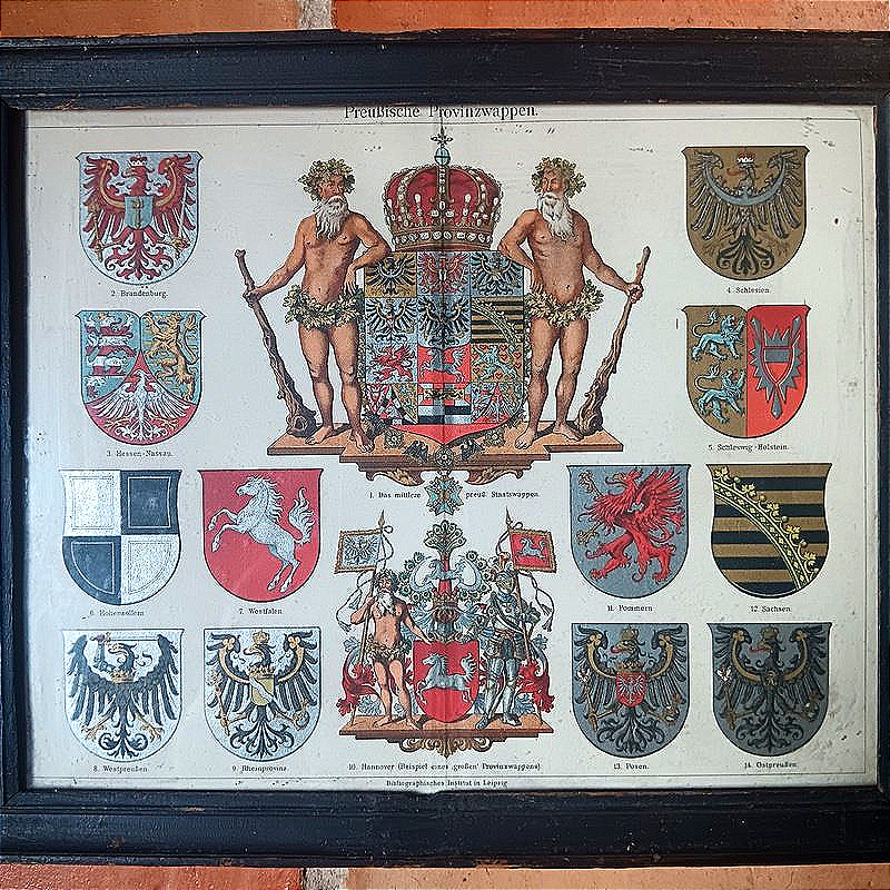 Two Framed Pieces Featuring The Coats Of Arms Of The German Empire And Prussia, Circa 1870-photo-3