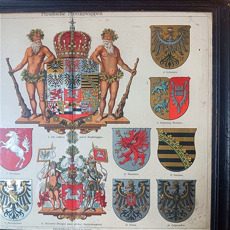 Two Framed Pieces Featuring The Coats Of Arms Of The German Empire And Prussia, Circa 1870-photo-1