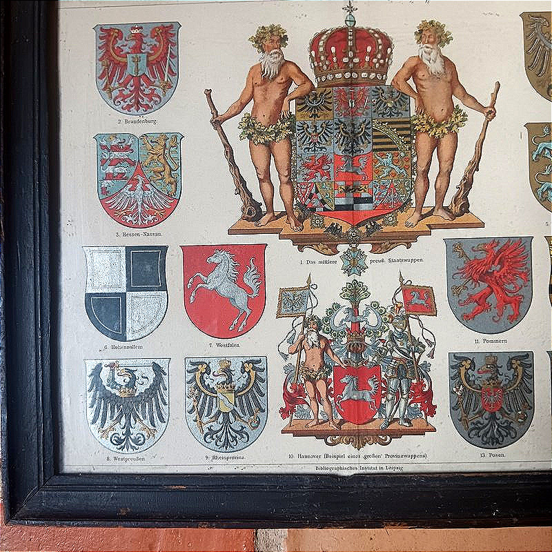 Two Framed Pieces Featuring The Coats Of Arms Of The German Empire And Prussia, Circa 1870-photo-2