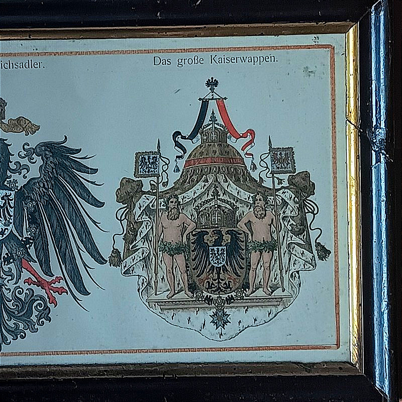 Two Framed Pieces Featuring The Coats Of Arms Of The German Empire And Prussia, Circa 1870-photo-5