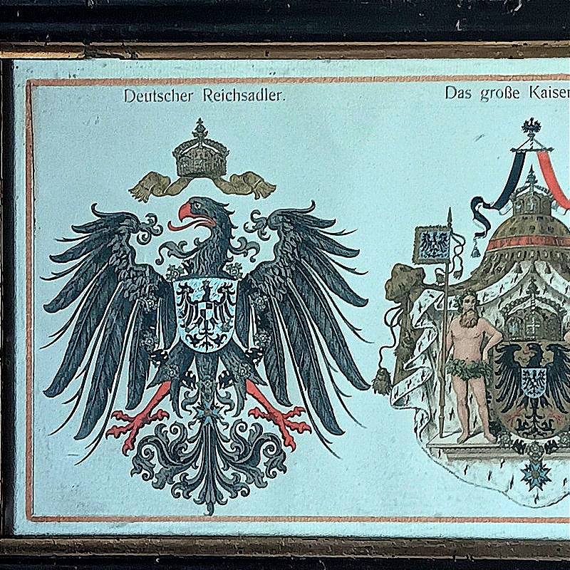 Two Framed Pieces Featuring The Coats Of Arms Of The German Empire And Prussia, Circa 1870-photo-7