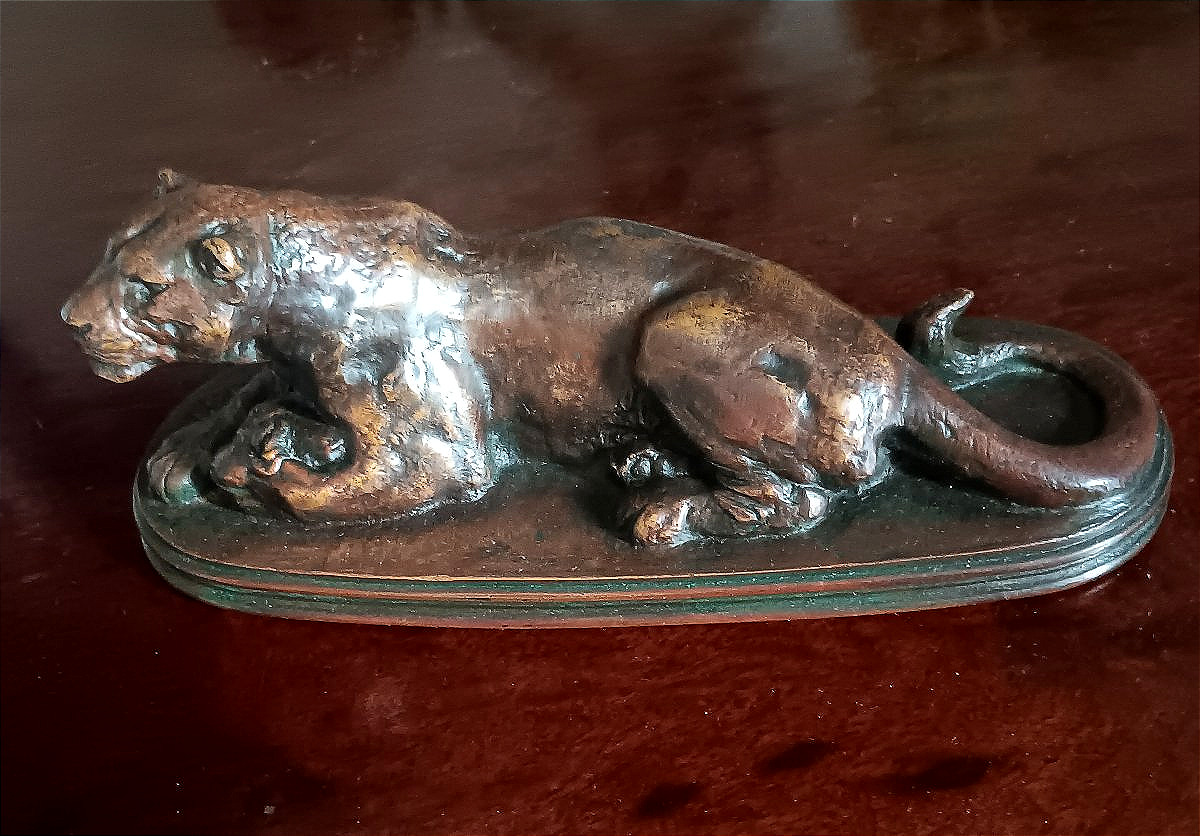 Antoine Louis Barye (1795-1875) Panthère couchée en bronze