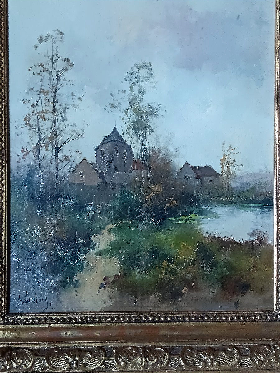 Eugène Galien-laloue (galien Laloue, 1854–1941) Oil On Canvas: Pigeon Coop In A Hamlet Near A River-photo-2
