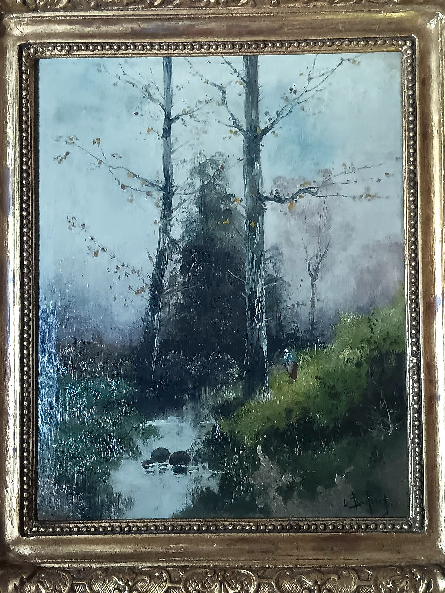 Eugène GALIEN-LALOUE (Galien Laloue 1854-1941) Huile sur toile campagne près rivière Barbizon-photo-2