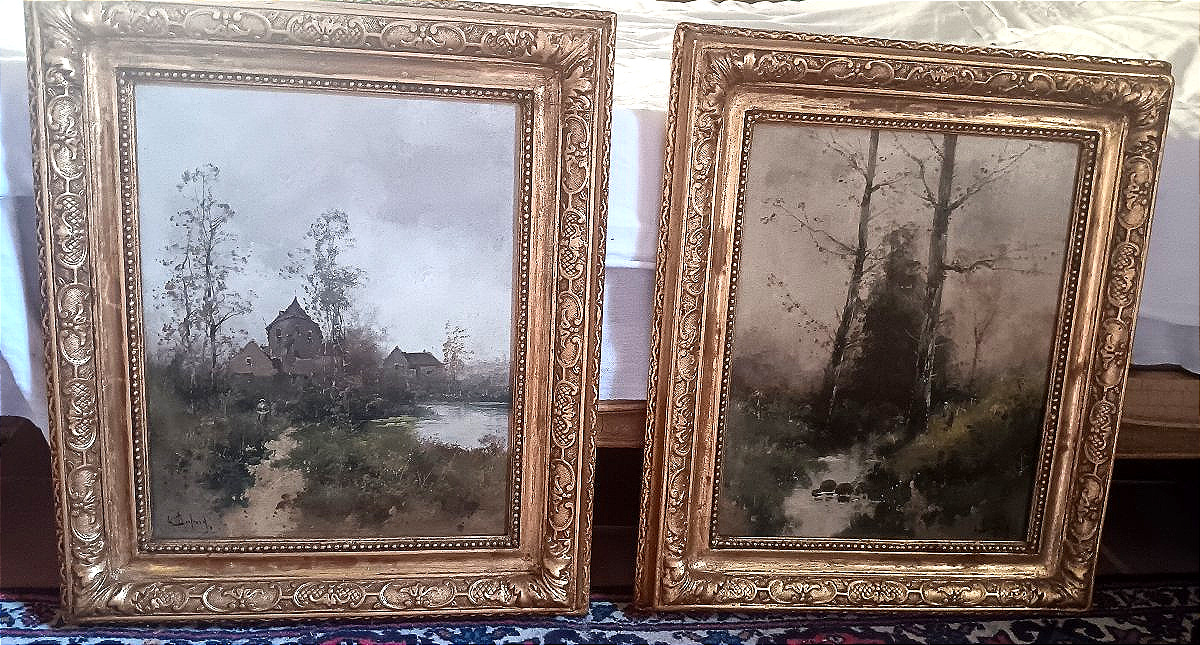 Eugène GALIEN-LALOUE (Galien Laloue 1854-1941) Huile sur toile campagne près rivière Barbizon-photo-8