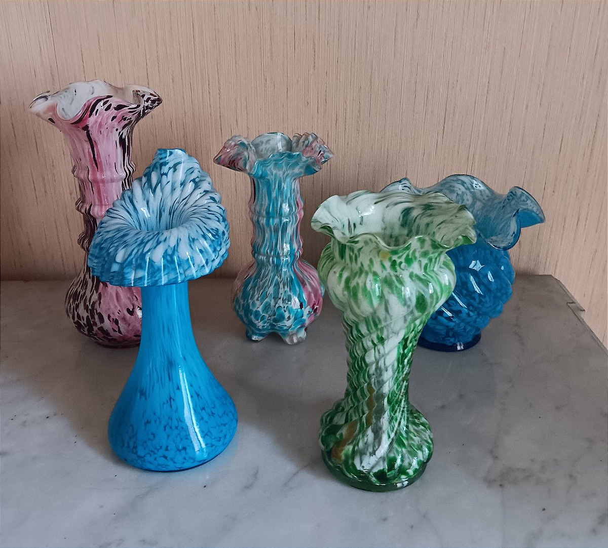 Bel ensemble de vases de Clichy production Legras (2)