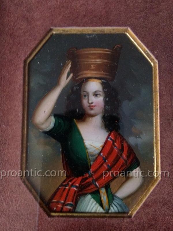 Portrait Of Young Women Miniature Italy XIXth Century-photo-3
