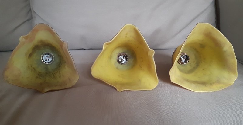 3 Large Art Nouveau Tulips Daum Nancy Croix De Lorraine-photo-3