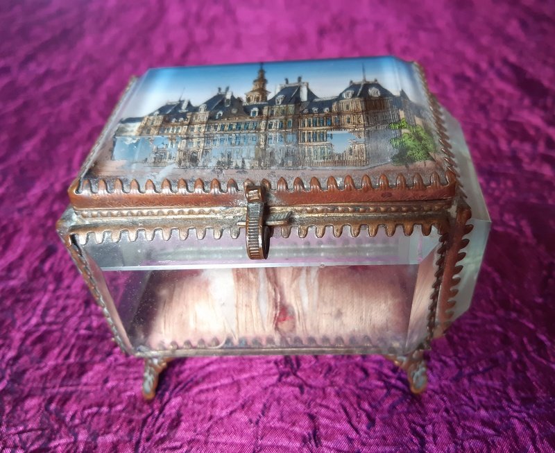 Boite coffret à Bijoux En Fixé Sous Verre Hôtel De Ville De Paris XIXème Siècle -photo-2
