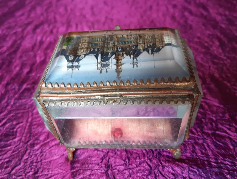 Boite coffret à Bijoux En Fixé Sous Verre Hôtel De Ville De Paris XIXème Siècle -photo-1