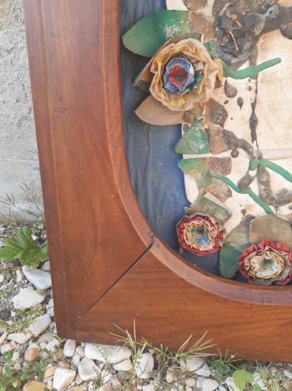 Niche d'applique oratoire cadre à fronton pour présentation en bois de chêne Eure Normandie Fin XVIIIème-photo-2