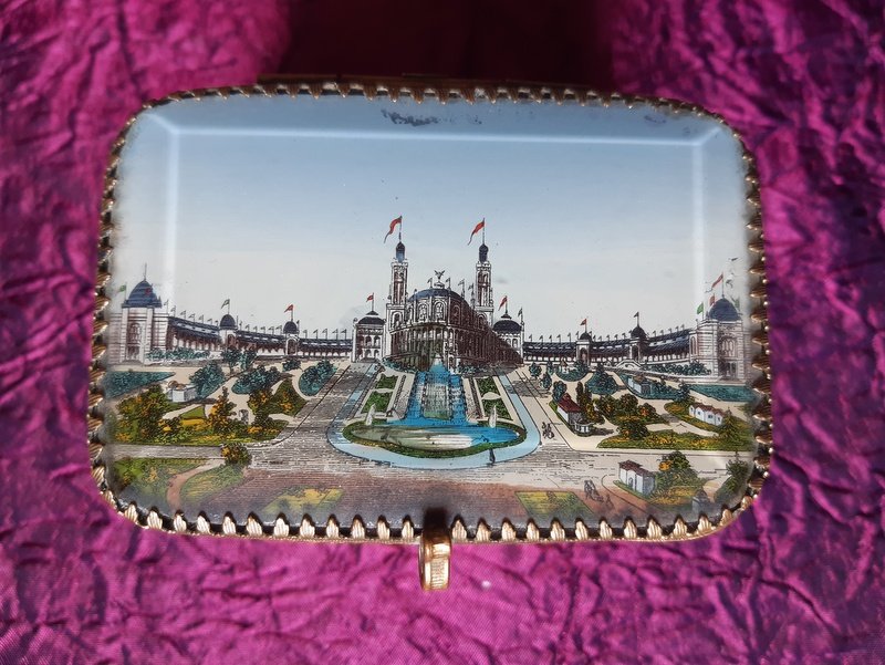 Deux Boites Boite Coffret à Bijoux En Fixé Sous Verre Le Palais Du Trocadéro Souvenir De Paris -photo-1