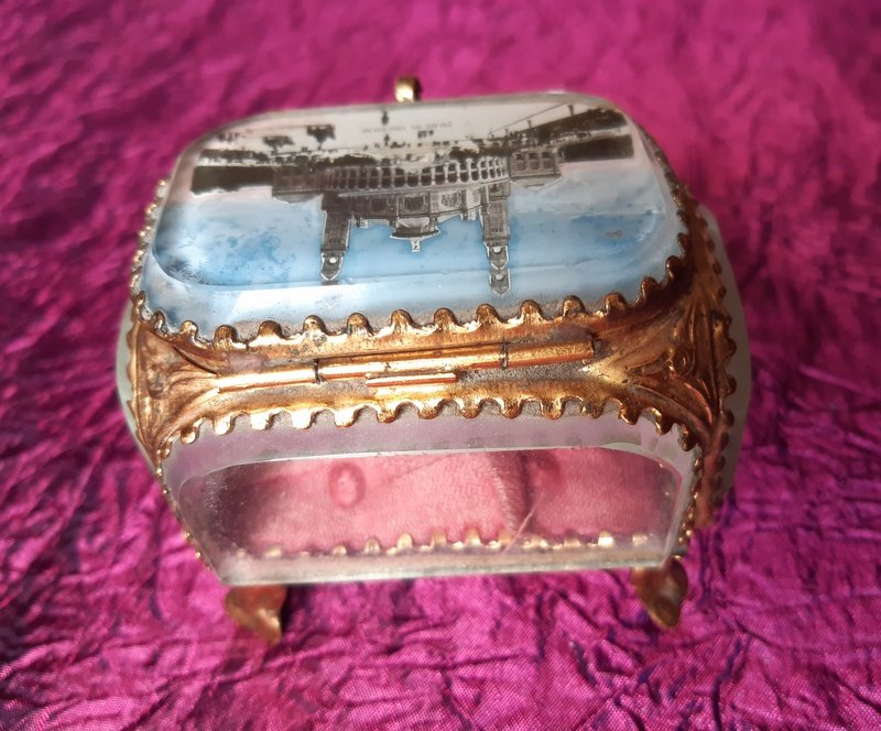 Box Jewelery Box Fixed Under Glass Le Palais Du Trocadéro Souvenir From Paris 1878 XIX-photo-4