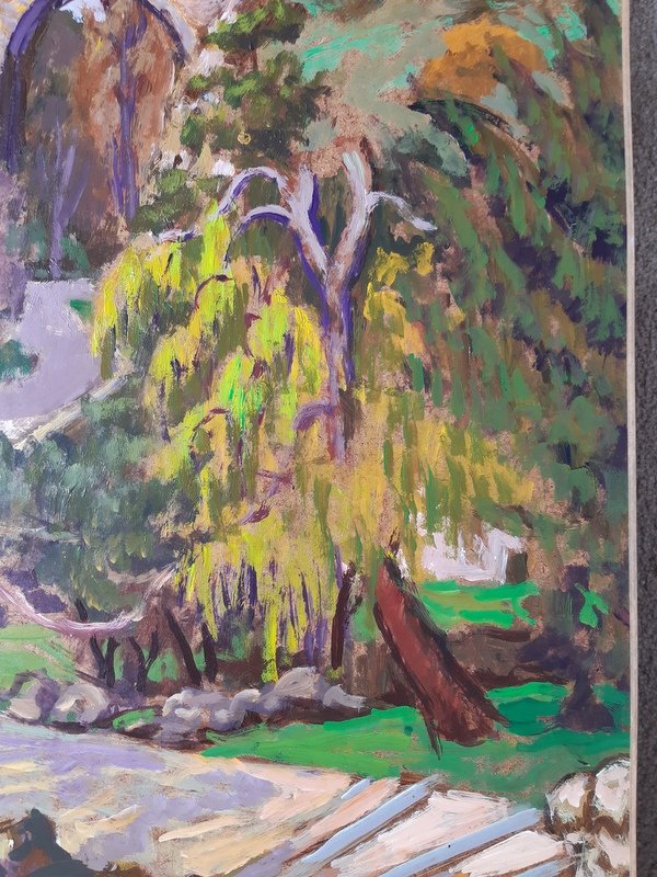 Marco Behar (born In 1898) Painting Oil On Isorel Paris Le Parc Des Buttes Chaumont-photo-3