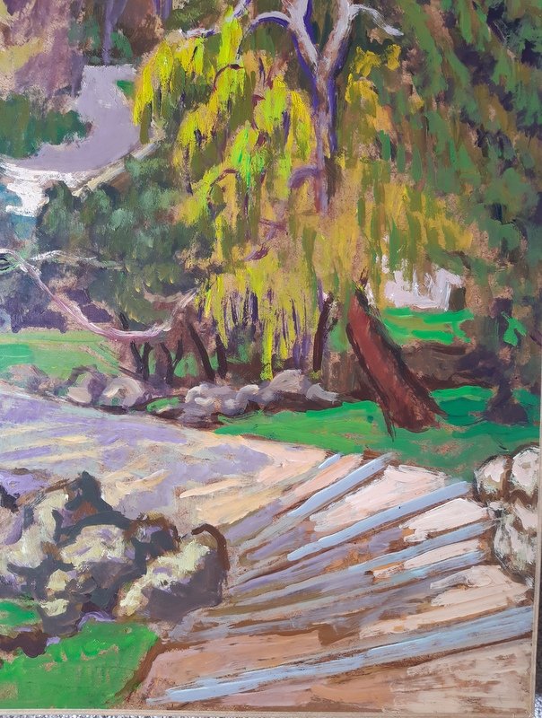 Marco Behar (born In 1898) Painting Oil On Isorel Paris Le Parc Des Buttes Chaumont-photo-4