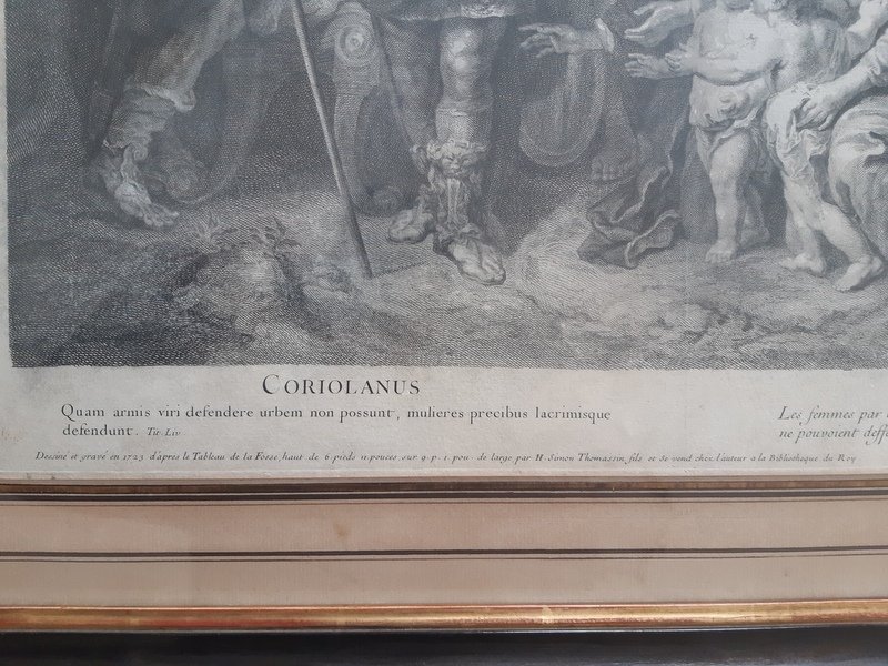 Coriolanus Engraving By H. Simon Thomassin After A Painting By Charles De La Fosse-photo-3