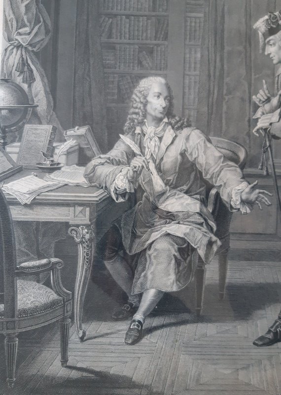 Gravure Frédéric et Voltaire à Postdam début du XIXème siècle-photo-4