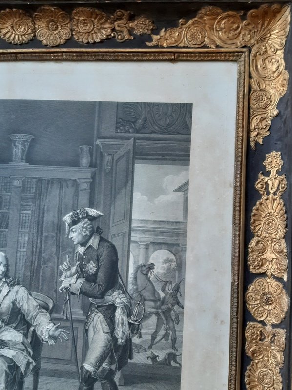 Gravure Frédéric et Voltaire à Postdam début du XIXème siècle-photo-1