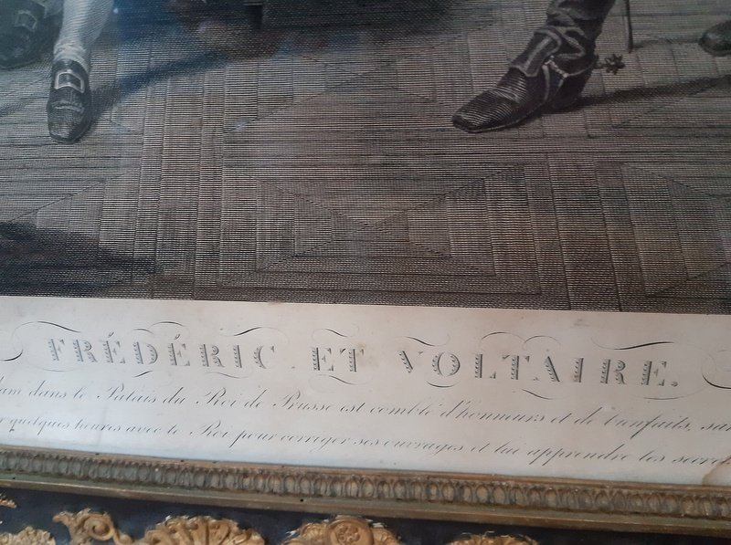 Gravure Frédéric et Voltaire à Postdam début du XIXème siècle-photo-3