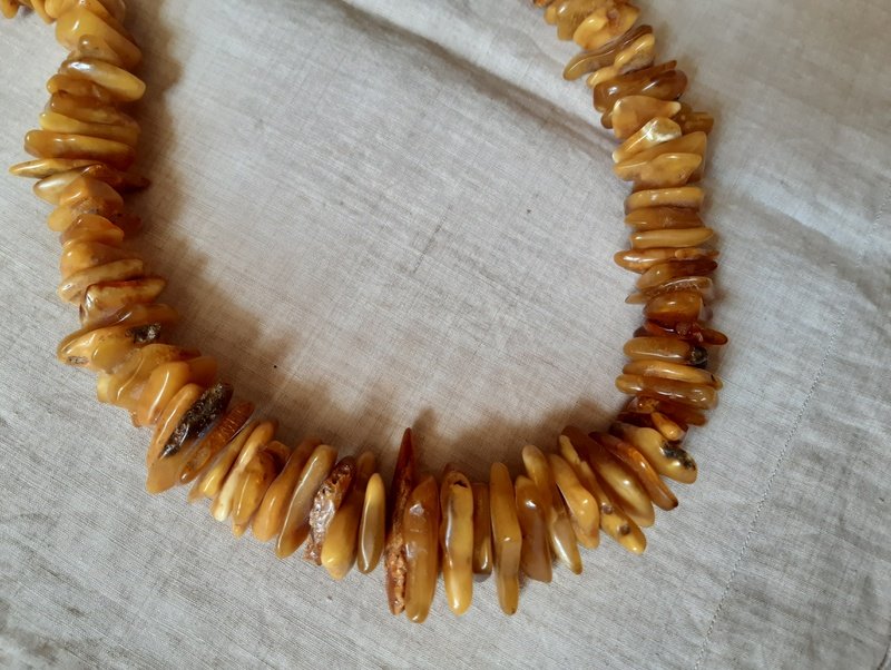 Long Amber Brutalist Necklace-photo-3