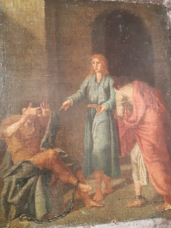 Tableau Huile Sur Toile Saint Pierre Aux Liens XVIIème Siècle