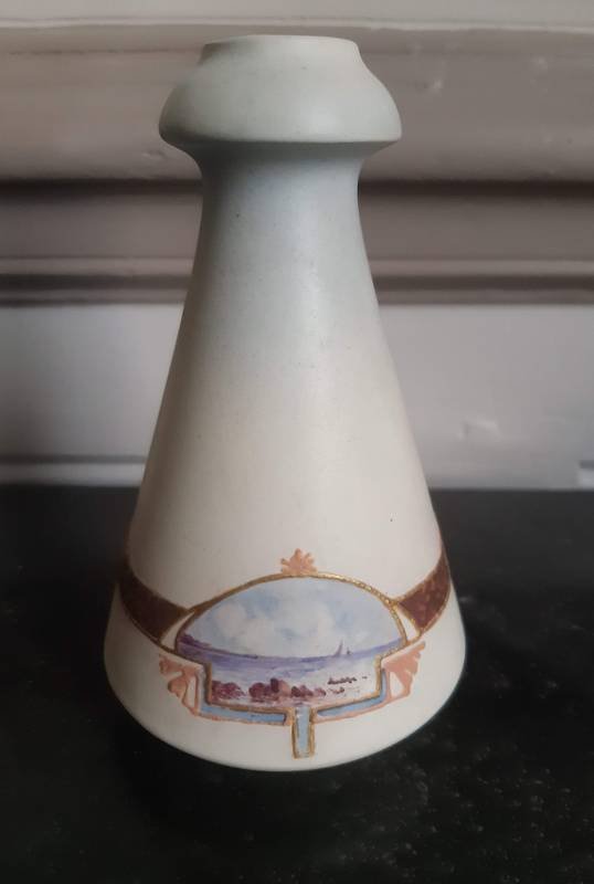 Enamelled Ceramic Vase Bacs Barol Cannes Golfe-juan With Maritime Landscape Decor Art Nouve-photo-2