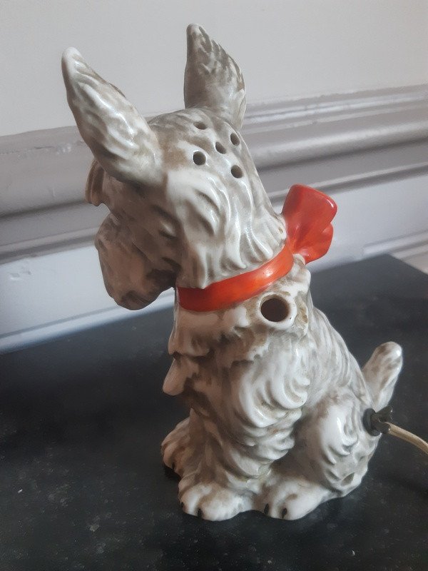 Scottish Scottish Terrier Porcelain Red Bow Dog Night Light-photo-2