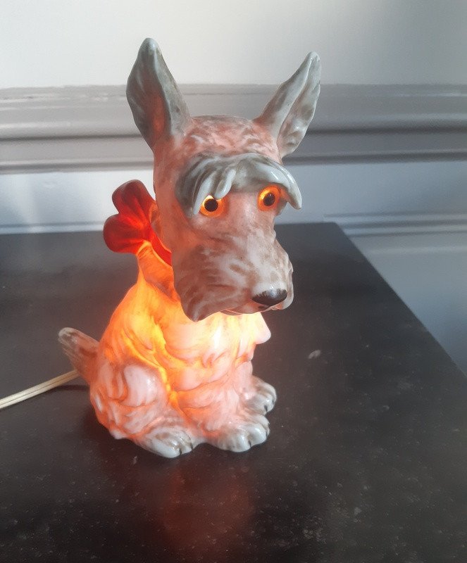 Scottish Scottish Terrier Porcelain Red Bow Dog Night Light-photo-6