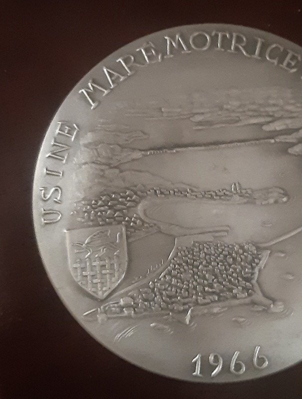 Medal Tidal Plant Barrage De La Rance 1966 Silver Bronze Flourat Between Saint Malo And Dinard Brittany-photo-3