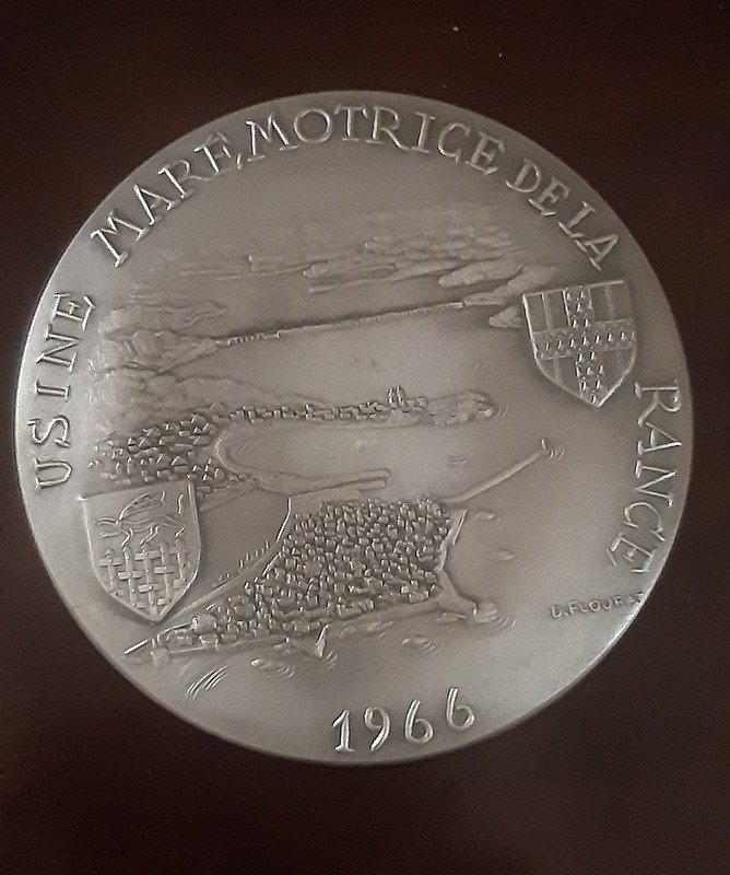 Médaille Usine Marémotrice Barrage De La Rance 1966 Bronze Argenté Flourat Entre Saint Malo Et Dinard Bretagne