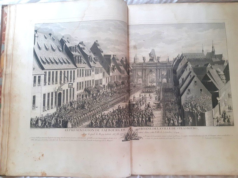 Jean-martin Weis (1711-1751) Représentations Des Fêtes Données Par La Ville De Strasbourg Aux  armes dorées fleurdelisées de Louis XV gravures   1744  -photo-1