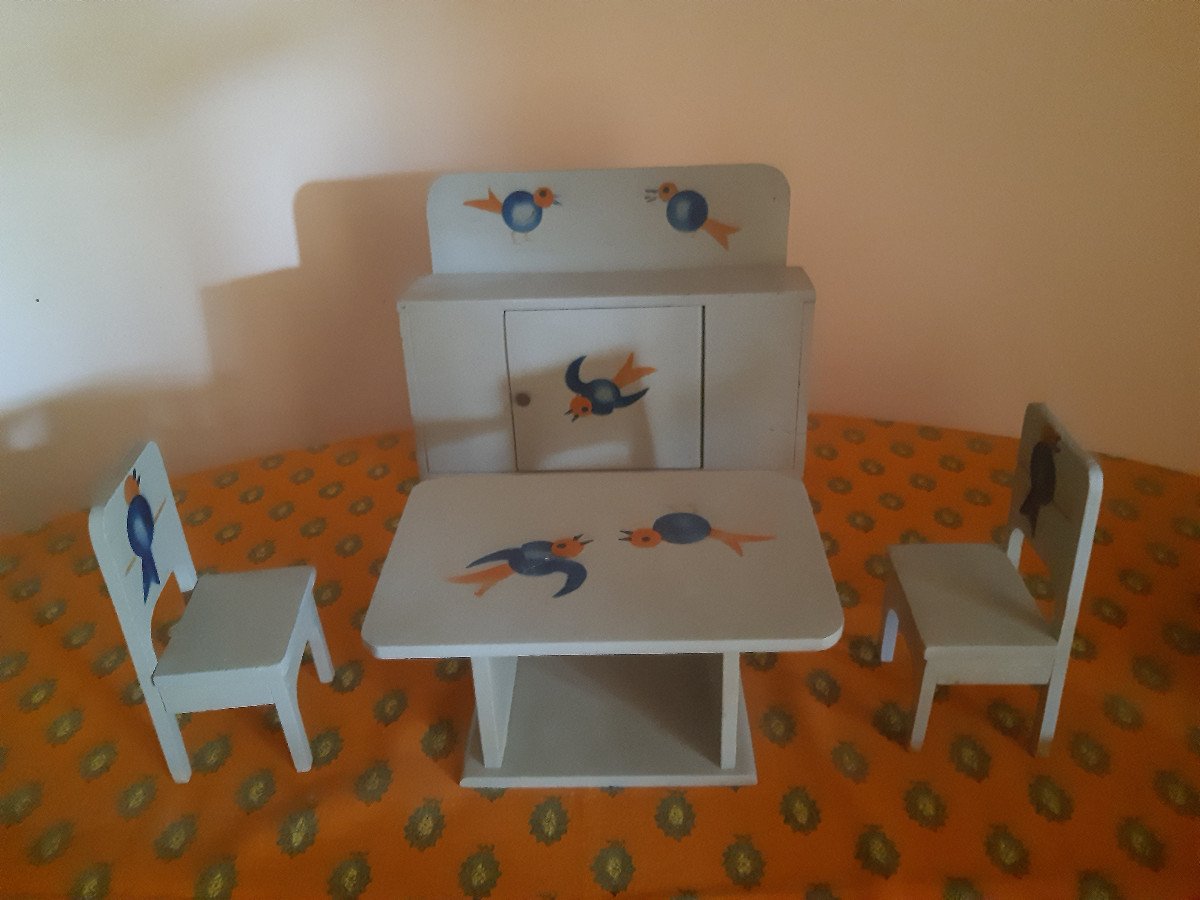 Doll Furniture Doll Furniture Lacquered Wood Painted Stencil Art Deco Period 1925