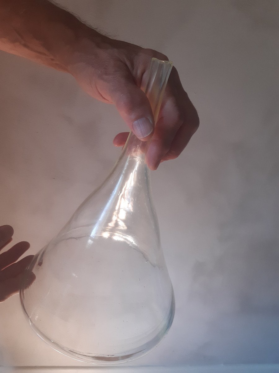 Beautiful Pharmacy Funnel In Blown Glass XIXth Century-photo-2