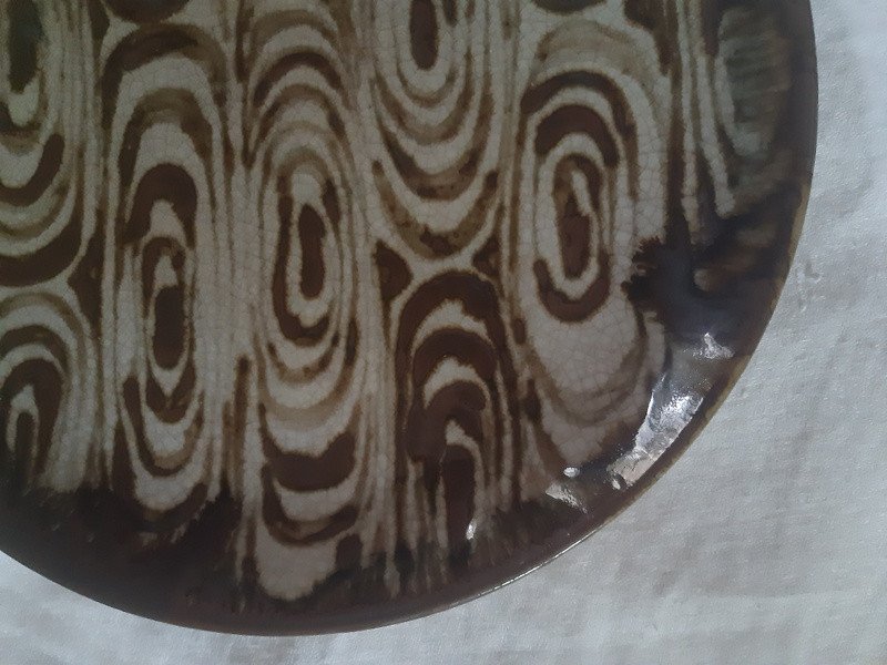 Primavera Beautiful Decorative Dish In Glazed Stoneware Cracked Background Circa 1930-1940-photo-3